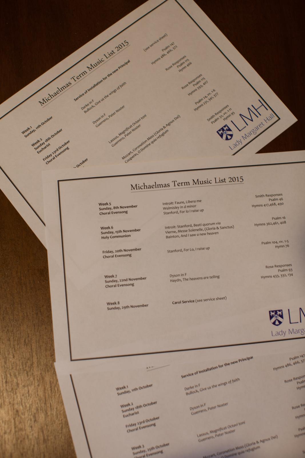 Music list (photo credit: Ben Robinson)