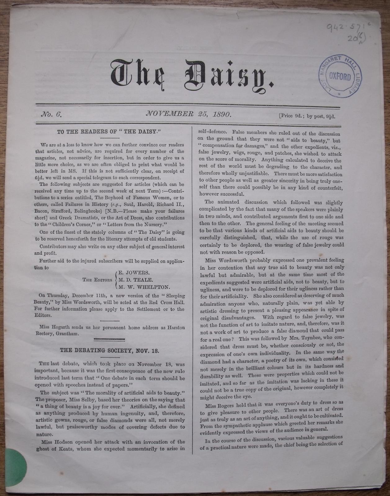 The Daisy, an early LMH publication