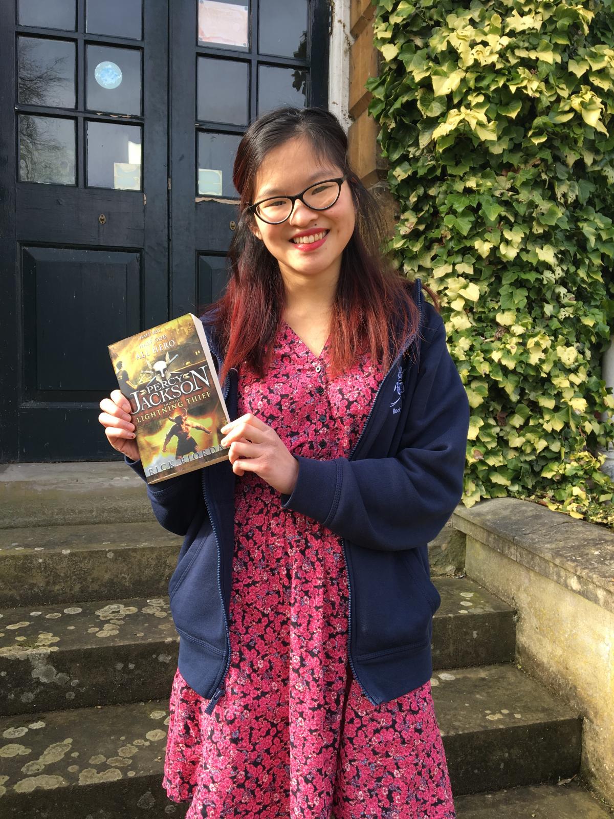 Our undergraduate student Nina with her book suggestion for World Book Day