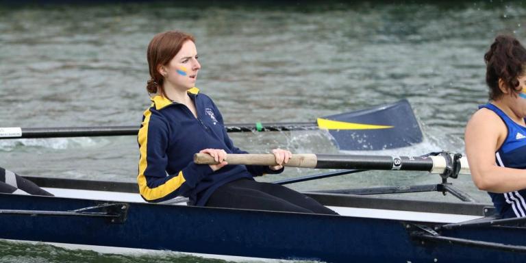 2019 Summer 8s photo credit - Lady Margaret Hall Boat Club cropped two female rowers	