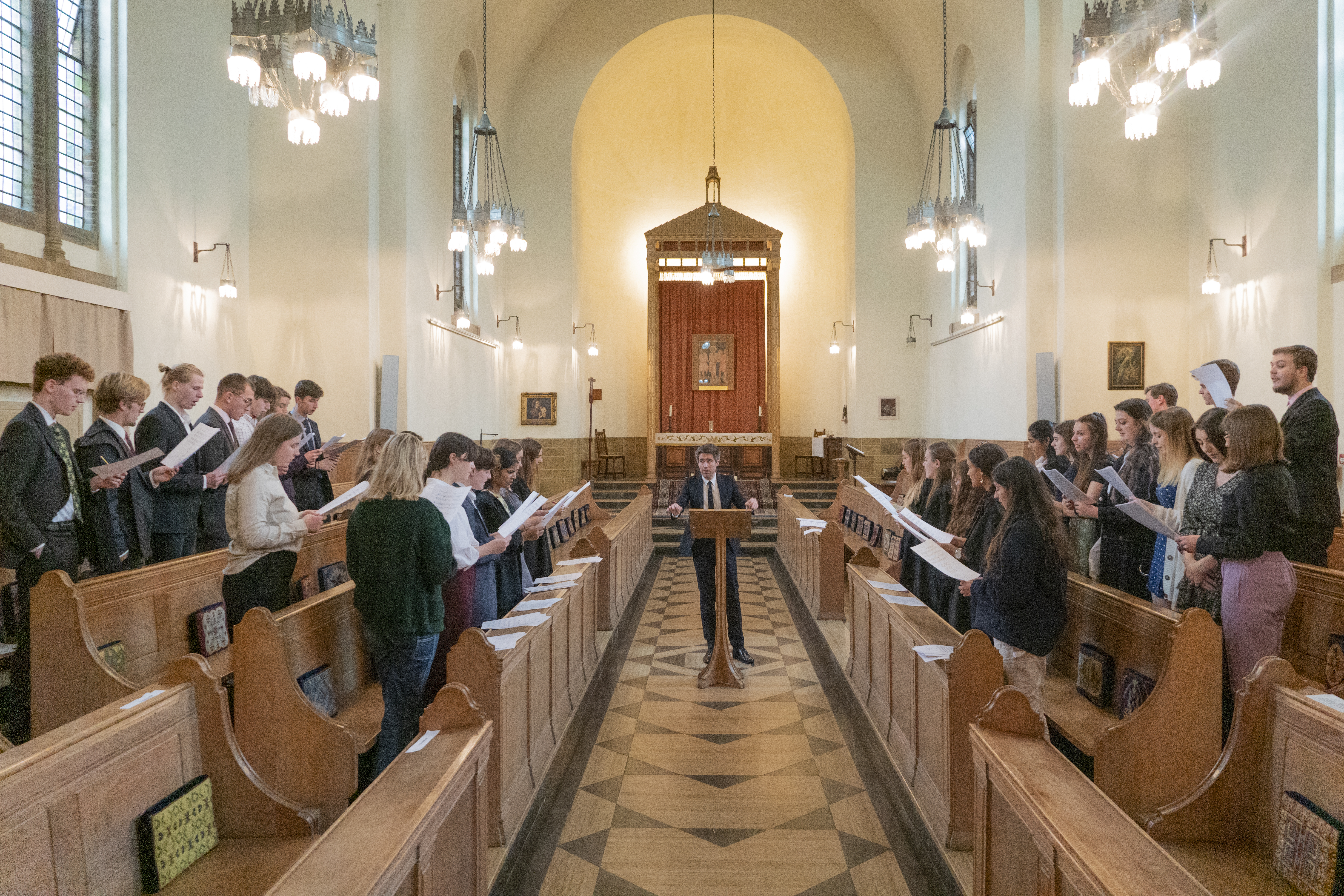 LMH Choir practising in the LMH Chapel