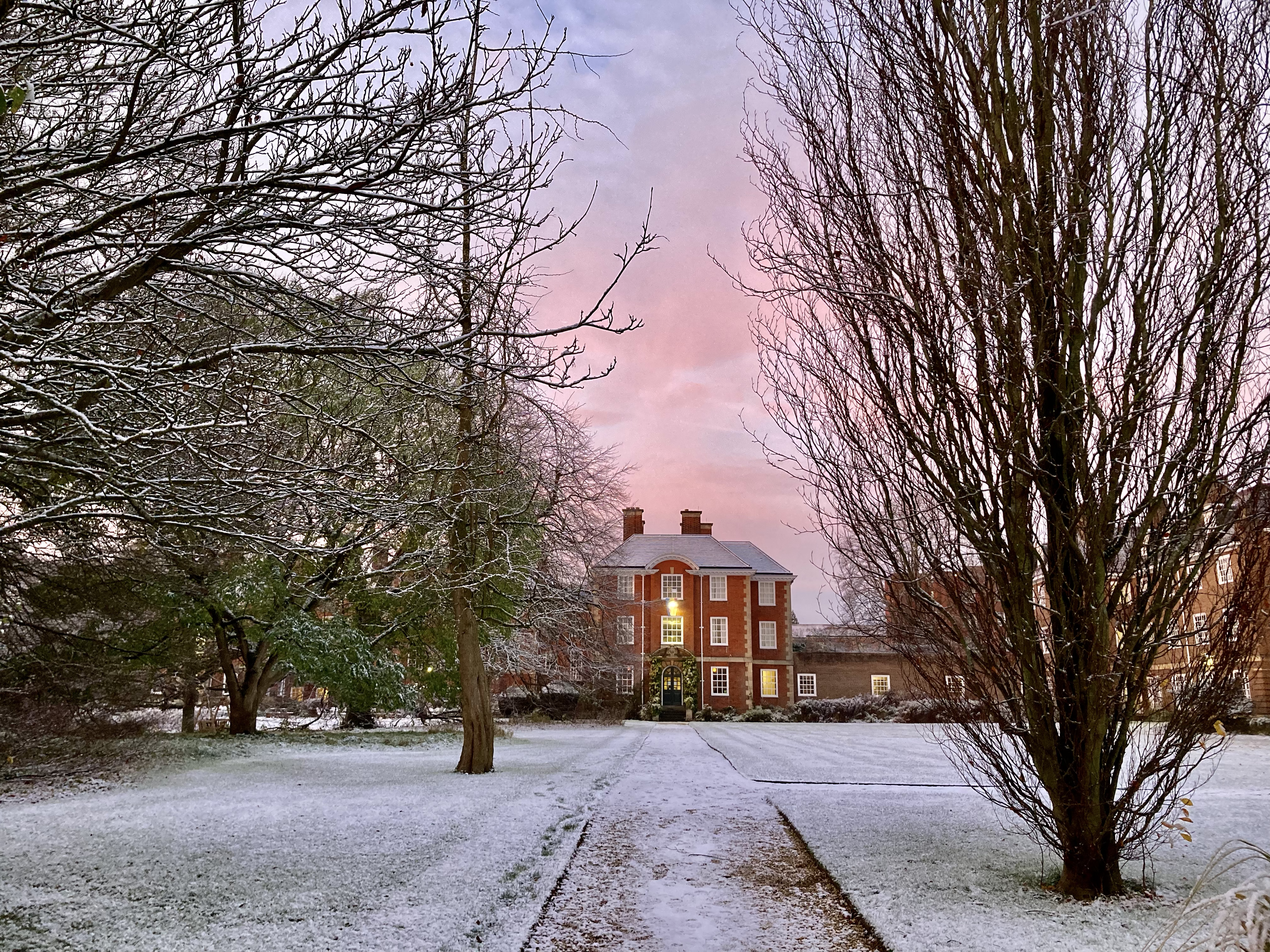 Photo by Chelsea Wallis - Trees and a building in the snow at LMH