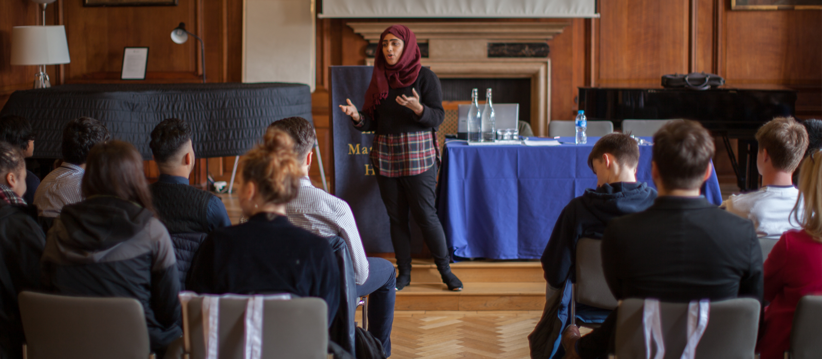 Marrium Khan giving speech in Talbot Hall