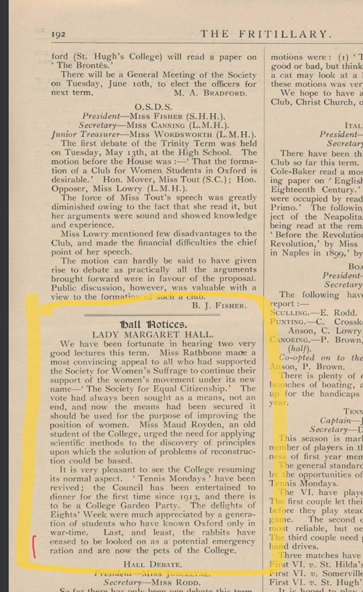 Excerpt on the 1918-1919 influenza epidemic experienced by LMH