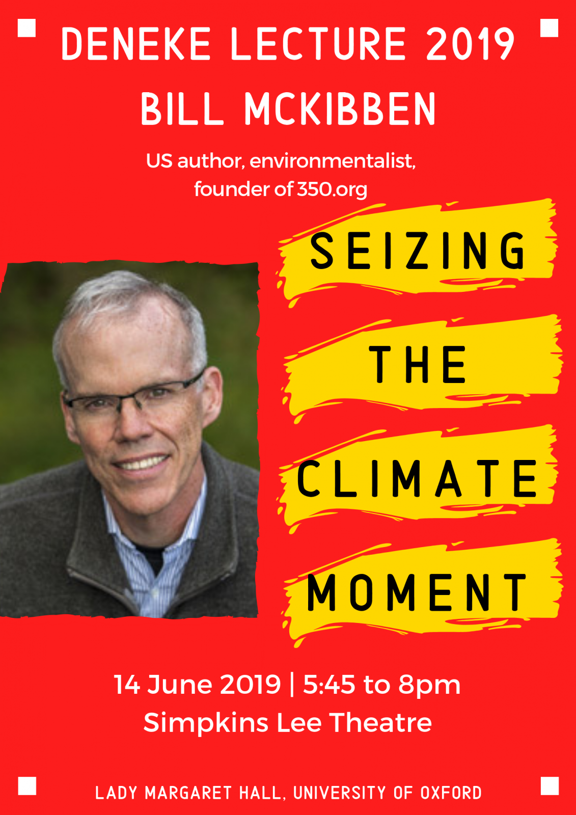 Bill McKibben Deneke lecture poster