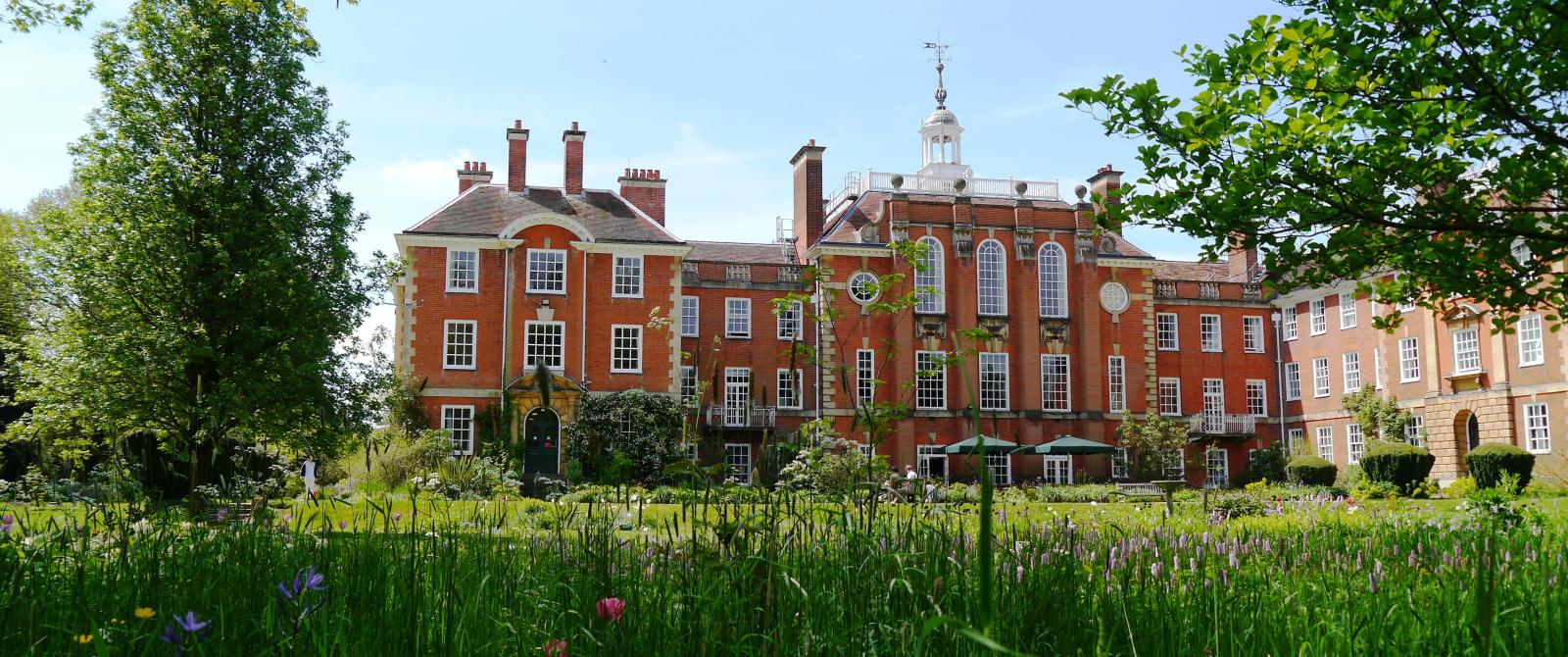 View of College Bar and gardens in the summer