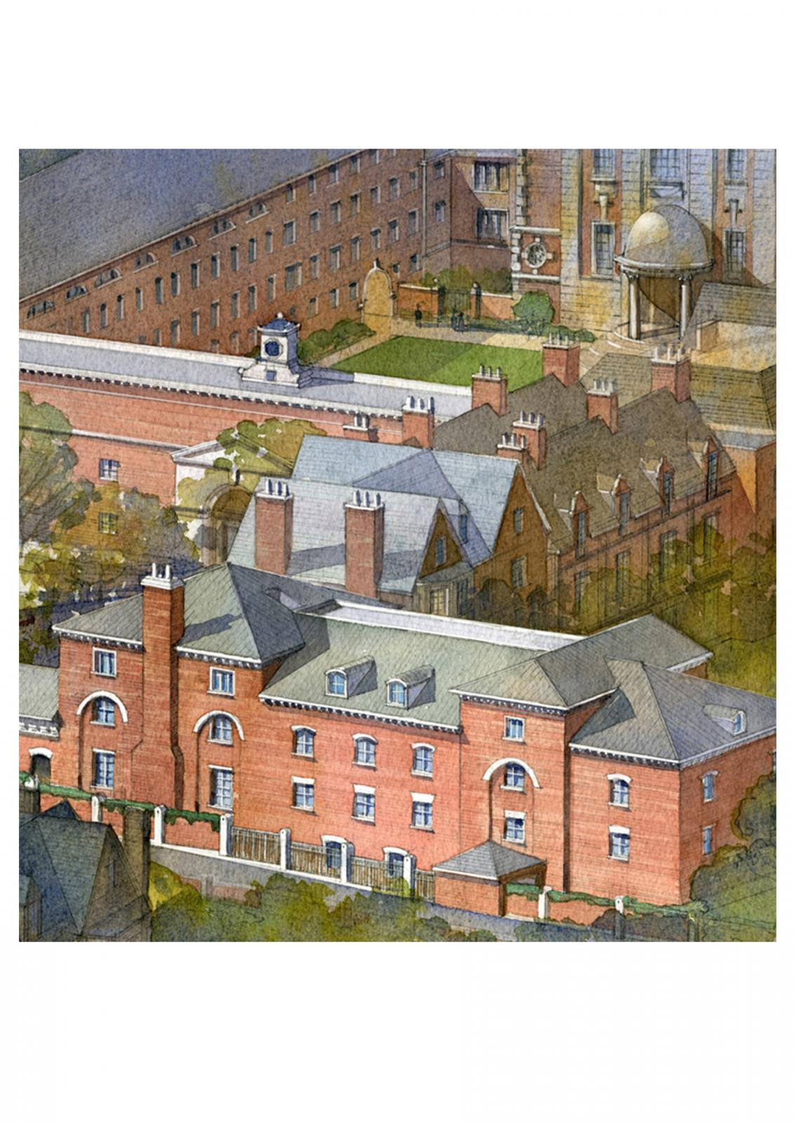 Watercolour of the new LMH Graduate Centre