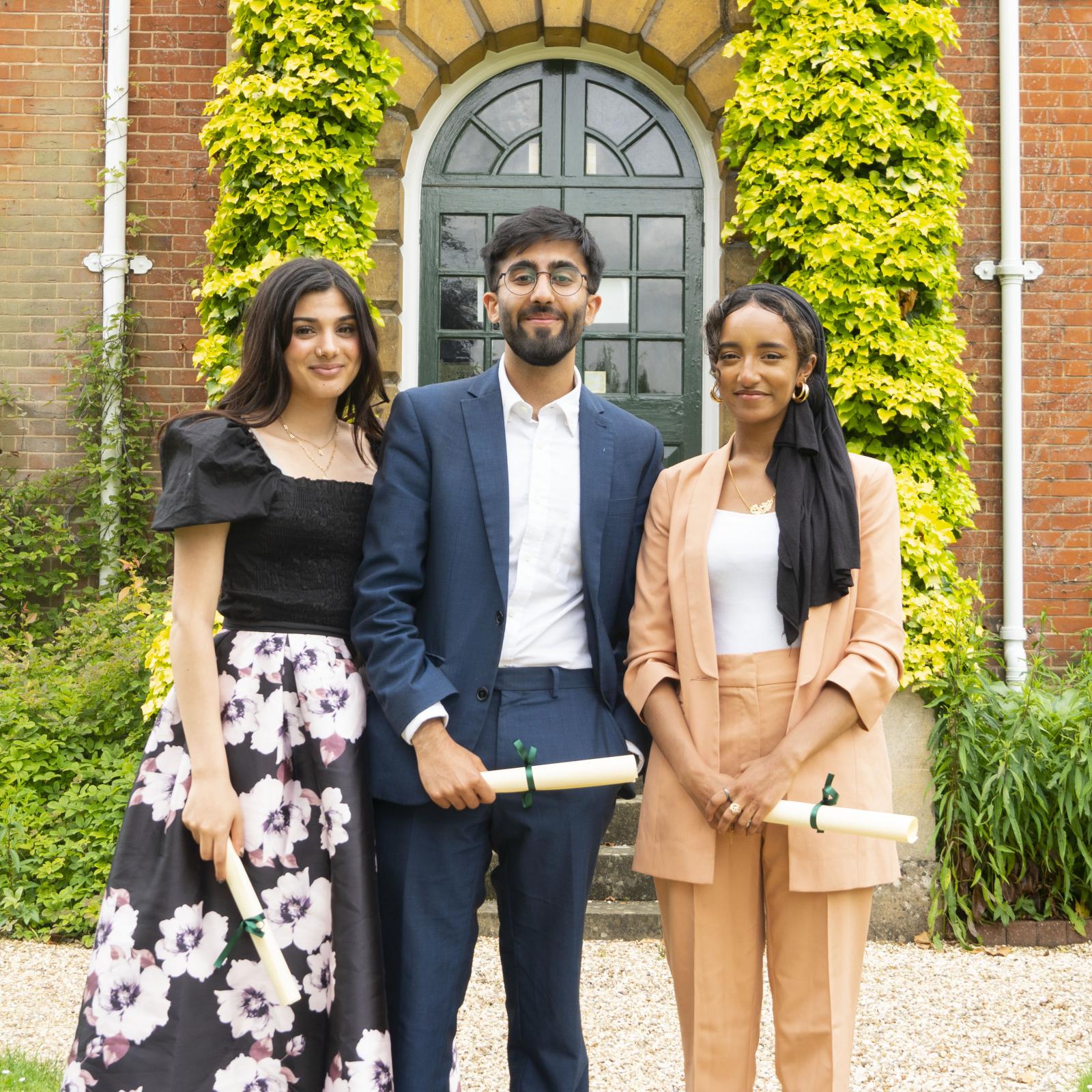 Foundation Year students celebrating in the LMH Gardens