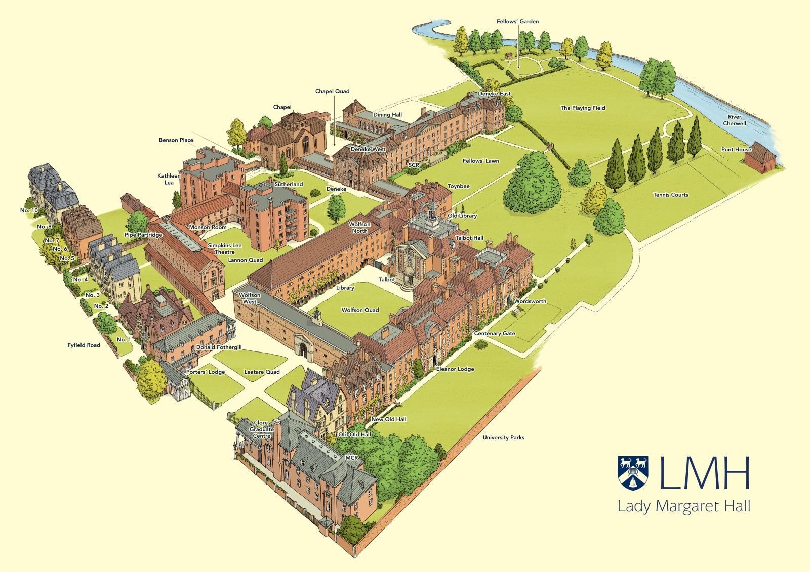 Map of Lady Margaret Hall, Oxford University
