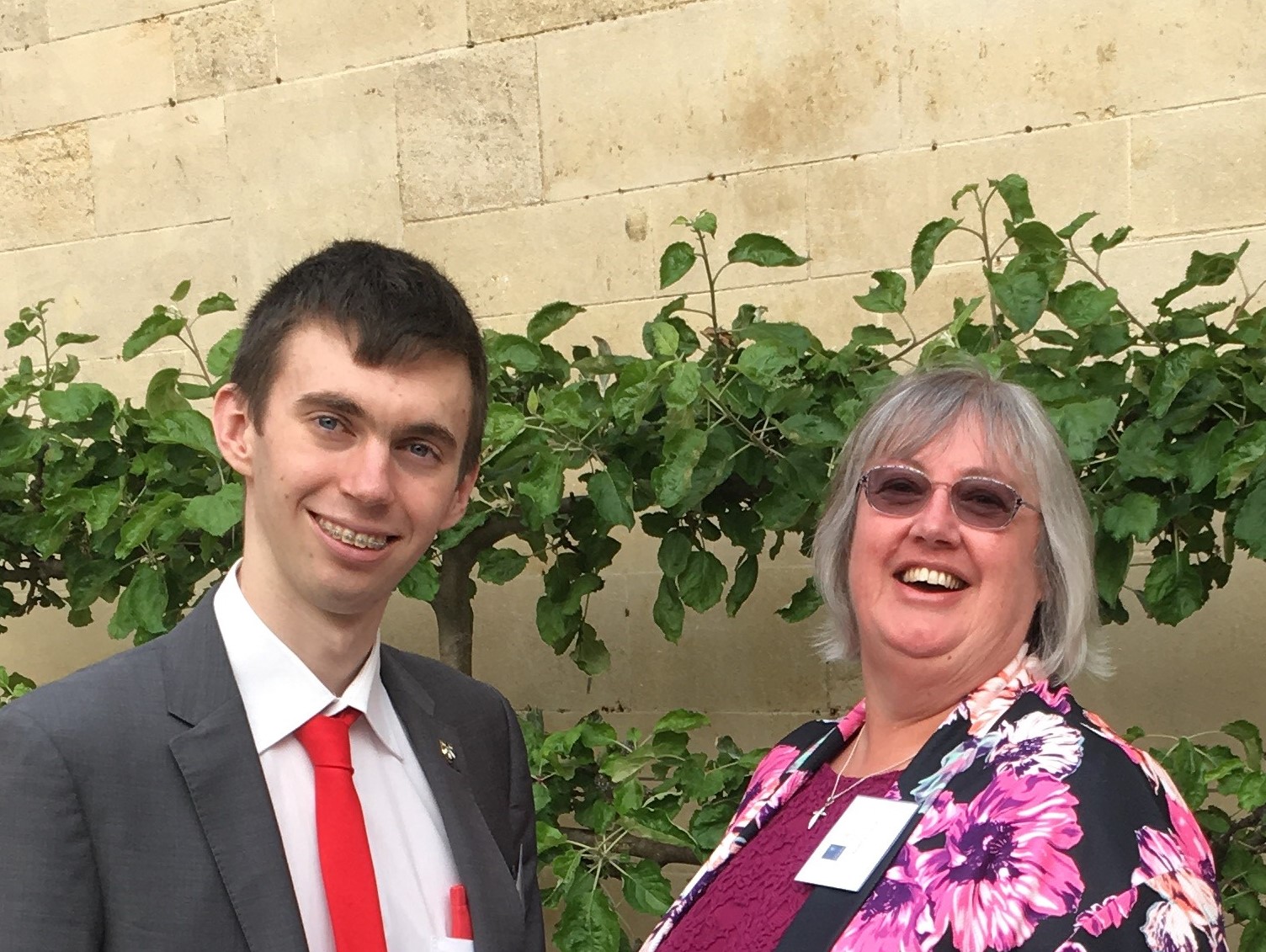 Matthew Judson and his former teacher Christina Pearce smile at Inspirational Teacher award ceremony in May 2018