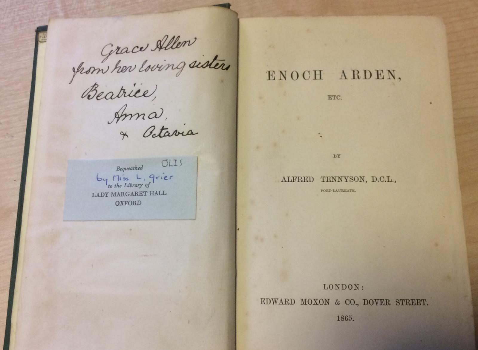 Note on a book by Tennyson, LMH library