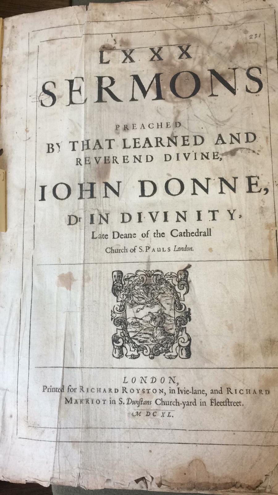 John Donne's sermons- LMH's copy