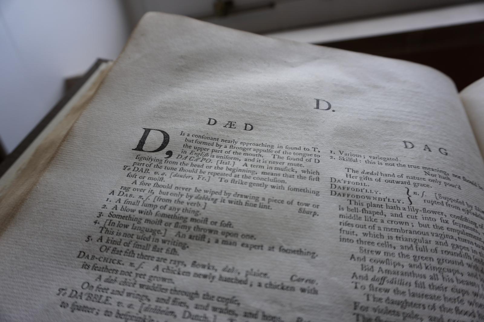 Samuel Johnson's Dictionary, LMH library copy