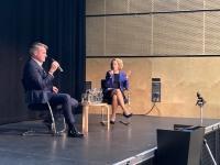 Photo of Stephen Blyth and Cathy Newman on stage