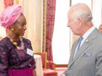 A photo of Florence 'Cuppy' Otedola meeting His Majesty King Charles at Buckingham Palace