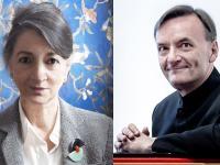 Collage picture of Marina Warner (left) (Photo by Carolina Mazzolari) and Stephen Hough (right) (Photo by Sim Canetty-Clarke)