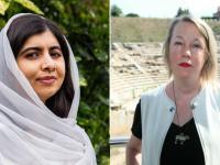 Side by side photos of Malala Yousafzai and A.E. Stallings