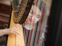 LMH music student playing the harp (photo credit: Ben Robinson)