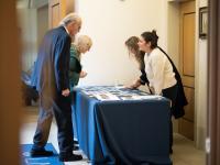 Members of LMH staff welcoming alumni back to College