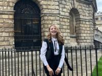 Holly outside the Radcliffe Camera