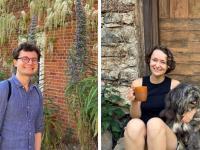 A photo collage with Cameron on the left and Eve on the right 