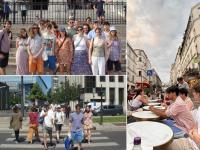 A montage of pictures of members of the LMH Chamber Choir sightseeing around Paris, looking happy and relaxed