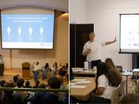 Side by side photos of a STEM taster day for year 10 and 11 students