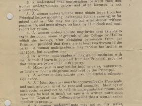 Rules for Women Undergraduates c.1910