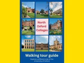 Graphic made up of images of 8 Oxford colleges, each with their own unique architecture