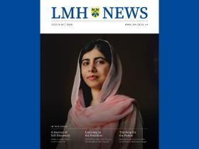 The cover of the 2026 edition of LMH News, which features a large image of Malala Yousafzai 