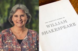 Judith Buchanan, who has chin-length grey hair, a pink and blue patterned top and a warm smile