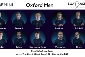 The men's crew for the 2021 Boat Race between Oxford and Cambridge Universities