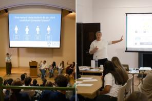 Side by side photos of a STEM taster day for year 10 and 11 students