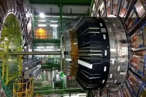 The interior of the CERN large hadron collider, with lots of metal and wires