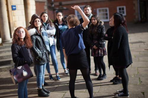 Students being given a tour of LMH grounds