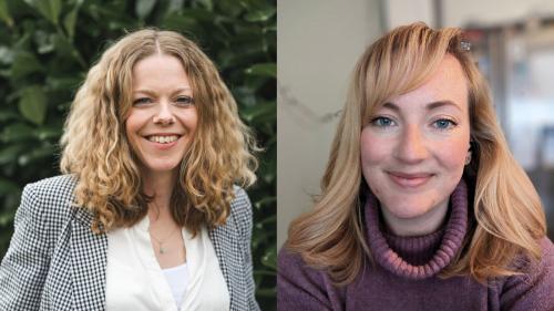 Side by side images of Dr Nicole Jones, who has light brown curly hair and Lizzie Shine, who has long blonde hair