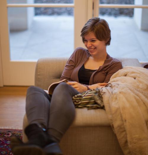 LMH graduate student reading book (photo credit: Ben Robinson)