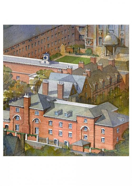 Watercolour of the new LMH Graduate Centre