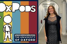 Photo of Alice Hazell next to a graphic for OxPods