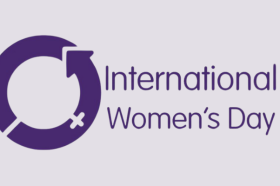 Banner image with the International Women's Day logo on it