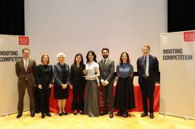 A group of people stood at the Law Moot