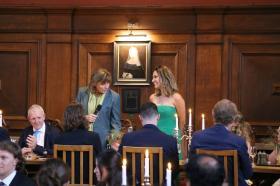 Christine Gerrard and Luiza Vilanova at the high table in the Hall