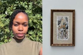 Azezia Edwards headshot and artwork alongside 