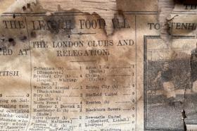 A newspaper showing football scores from the 1900s