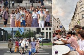 A montage of pictures of members of the LMH Chamber Choir sightseeing around Paris, looking happy and relaxed