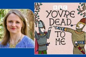 Side by side images of Professor Marion Turner and a graphic advertising 'You're Dead to Me'