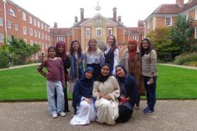 A group of young people, mainly from Pakistani and Bangladeshi backgrounds, at Lady Margaret Hall