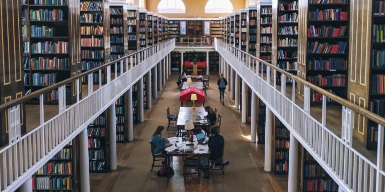 view of the LMH Library from the top floor.