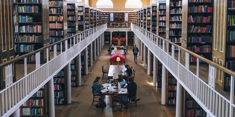 view of the LMH Library from the top floor.