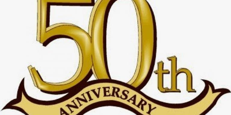 Logo which reads: 50th anniversary